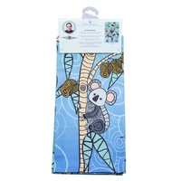 Yakinno Gunditjmara Dreaming Aboriginal Art 100% Cotton Teatowel - Gunditjmara Koalas (Blue)
