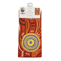 Muralappi Journey Dreaming Aboriginal Art 100% Cotton Teatowel -  Desert in Bloom