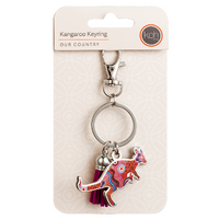 KOH Living Metal Kangaroo Keyring /Purple Tassel - Our Country