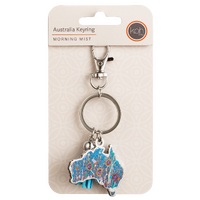 KOH Living Metal Australia Map Keyring /Blue Tassel - Morning Mist