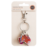 KOH Living Metal Australia Map Keyring /Purple Tassel - Our Country