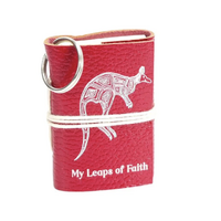 Yankinno Dreaming Hand Crafted Leather Bound Mini Diary with Keyring - My Leaps of Faith (Kangaroo)