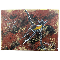 David Miller Stretched Canvas (18cm x 14cm) - Kangaroo (Black/Red/Ochre)