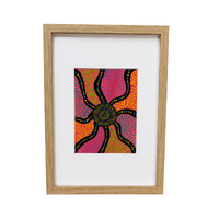 Framed Aboriginal Art [21cm x 30cm] -- Creation Lines