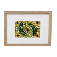 Framed Aboriginal Art [21cm x 30cm] - Dinewan Emu Birch