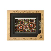 Murra Wolka Single Framed Aboriginal Hand painted Dot Art (Ochre Yellow) (19cm x 15cm)