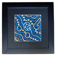 Murra Wolka Framed Aboriginal Handpainted Art (30cm x 30cm) - BLUE
