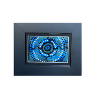 Murra Wolka Single Framed Aboriginal Handpainted Dot Art Blue (19cm x 15cm)