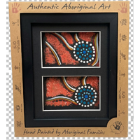 Murra Wolka Framed Aboriginal Hand painted Art (22cm x 19cm) - Double Mat (Red Oxide)