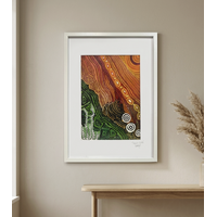 Sandra Angus Aboriginal Art Framed Canvas (62cm x 44.5cm) - Uluru
