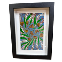 Framed Aboriginal Art Print (15cm x 20cm) - Bush Flowers