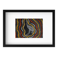 Framed Aboriginal Art Print [21cm x 30cm] - Dinewan The Emu (Black)