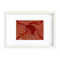 Framed Aboriginal Art Print [21cm x 30cm] - Bohra the Kangaroo
