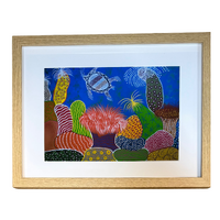 Framed Aboriginal Art Print [42cm x 32cm] - Underwater Corroboree