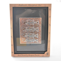 Murra Wolka Large Framed Aboriginal Art Print (25cm x 34cm) - Barramundi