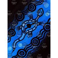Stephen Hogarth Aboriginal Art Stretched Canvas (30cm x 40cm) - Goanna (Blue)