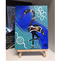 Maree Bradbury Aboriginal Art Stretched Canvas (12cm x 16cm) w/- stand - Herron (2)