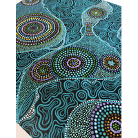 Maree Bradbury Aboriginal Art UNStretched Belgian Linen Canvas (55cm x 49cm) - Ebb an Flow on Quandamooka Country