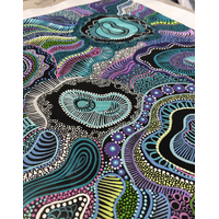 Maree Bradbury Aboriginal Art UNStretched Belgian Linen Canvas (55cm x 49cm) - The Story of Country