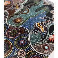 Maree Bradbury Aboriginal Art UNStretched Belgian Linen Canvas (55cm x 49cm) - Wetland Birds