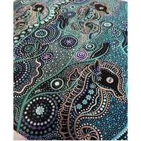 Maree Bradbury Aboriginal Art UNStretched Belgian Linen Canvas (55cm x 49cm) - Water Horse