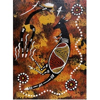 Handpainted Aboriginal Art Canvas Board (6"x 8") - Kangaroo Dancer (2)