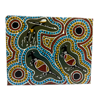Original Aboriginal Art Painting Stretched Canvas (25cm x 20cm ) - Kangaroo Hunt