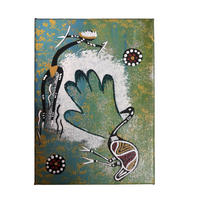 Handpainted Aboriginal Art Stretched Canvas with stand (5x7)(18cm x 15cm) - Brolga