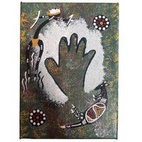 Handpainted Aboriginal Art Stretched Canvas with stand (5x7)(18cm x 15cm) - Bohra the Kangaroo (2)