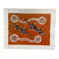 Unstretched Handpainted Aboriginal Art Canvas (26cm x 21cm) - Nesting Goannas 
