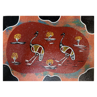 Unstretched Handpainted Aboriginal Art A4 Canvas (21cm x 29cm) - Emus Travelling