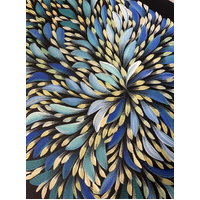 Raintree Aboriginal Art UNStretched Canvas (60cm x 45cm) - Bush Medicine Leaves and Seeds (Blues)