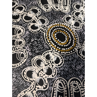Raintree Aboriginal Art UNStretched Canvas (60cm x 45cm) - Women Collecting Bush Tucker (Black/White)