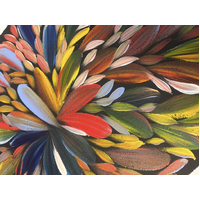 Raintree Aboriginal Art UNStretched Canvas [60cm x 45cm] - Bush Medicine Leaves (Multi)