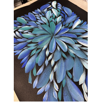 Raintree Aboriginal Art UNStretched Canvas (60cm x 45cm) - Bush Medicine Leaves (Blue)