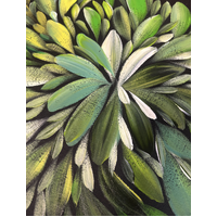 Raintree Aboriginal Art UNStretched Canvas [60cm x 45cm] - Bush Medicine Leaves (Greens)