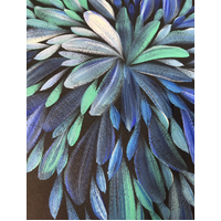 Raintree Aboriginal Art UNStretched Canvas [60cm x 45cm] - Bush Medicine Leaves (Blues)