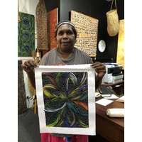 Raintree Aboriginal Art UNStretched Canvas [42cm x 32cm] - Bush Medicine Leaves with Seed (Multi)