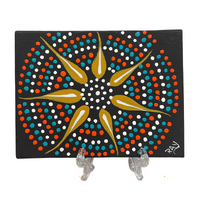 Handpainted Aboriginal Art Canvas Board (10cm x 8cm) - Fennel Flower