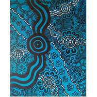 Stephen Hogarth Aboriginal Art Stretched Canvas (40cm x 50cm) - Tracks & Meeting Places