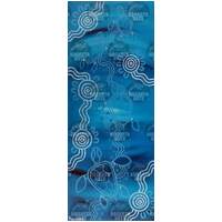 Stephen Hogarth Aboriginal Art Stretched Canvas (41cm x 110cm) - Swimming Sea Turtles (1)