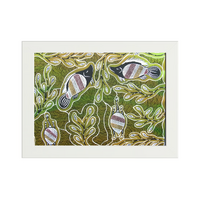 Framed Aboriginal Art PRINT (13cm x 18cm) - Animals in the Mangroves