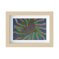 Framed Aboriginal Art PRINT (13cm x 18cm) - Bush Flowers 