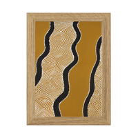 Framed Aboriginal Art PRINT (13cm x 18cm) - Murra Murra Dreaming [Oak Frame]