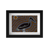 Framed Aboriginal Art PRINT (13cm x 18cm) - Goolay-Yali the Pelican