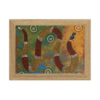 Framed Aboriginal Art PRINT (13cm x 18cm) - Rainbow Serpent