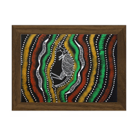 Framed Aboriginal Art PRINT (13cm x 18cm) - Kangaroo Black 2