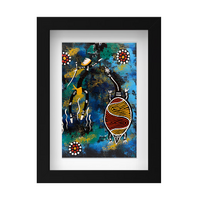 Framed Aboriginal Art PRINT (13cm x 18cm) - Wayamba the Turtle