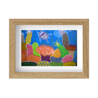 Framed Aboriginal Art PRINT (13cm x 18cm) - Underwater Corroboree