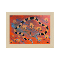 Framed Aboriginal Art PRINT (13cm x 18cm) - Woma Python